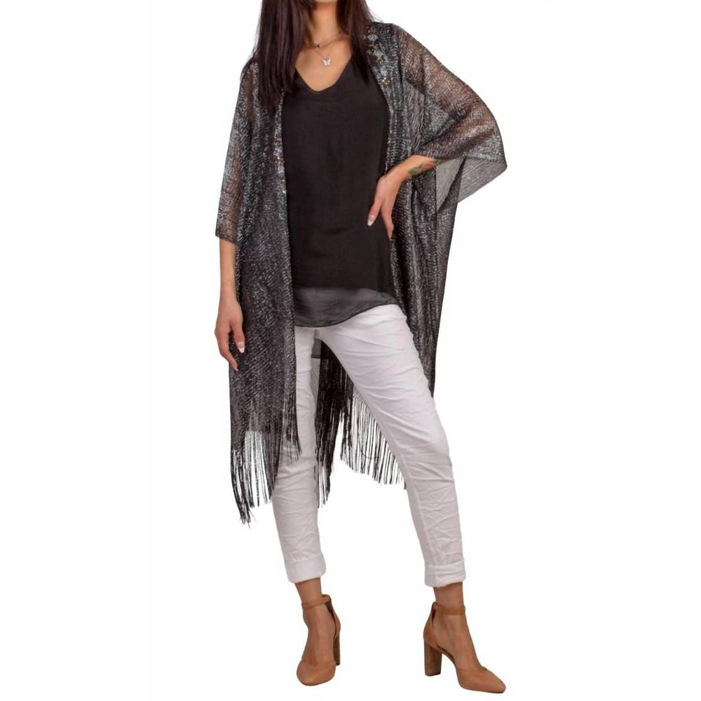 NEW GIGI MODA spiaggia open front kimono in black